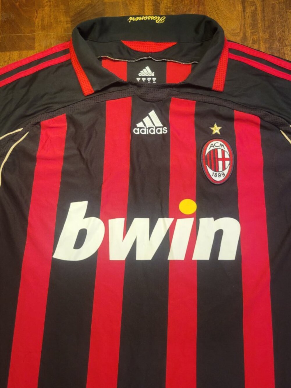 Mens Retro ClimaCool Adidas 2005-06 AC Milan Soccer Home Jersey Kit Size X-Large